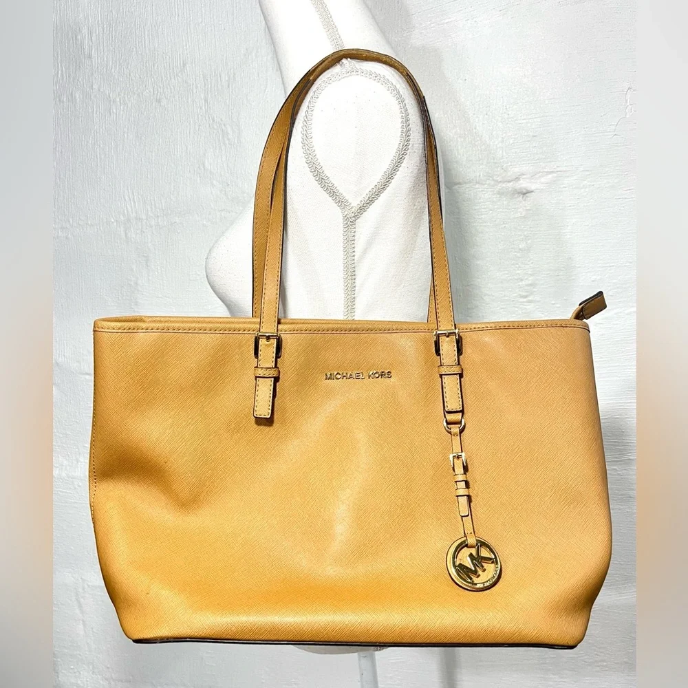 MICHAEL KORS MUSTARD LEATHER TOTE SHOULDER BAG